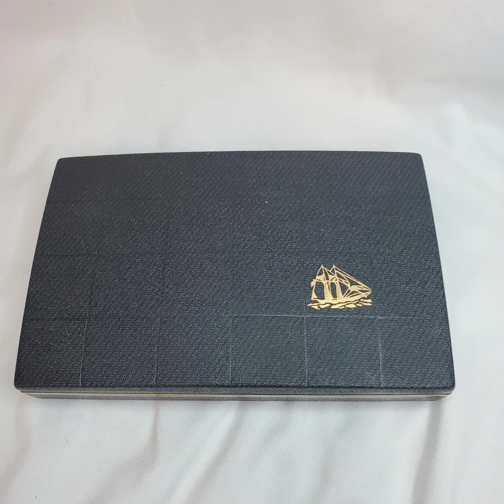Vtg Jewelry Watch Box FARRINGTON Genuine Texol USA Black Ship Boat 7